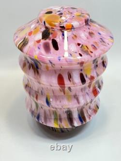 Vintage Italy Murano Art Pink Glass End of the Day Spatter Lamp Shade 11