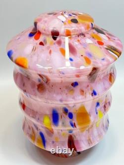 Vintage Italy Murano Art Pink Glass End of the Day Spatter Lamp Shade 11