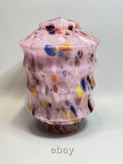 Vintage Italy Murano Art Pink Glass End of the Day Spatter Lamp Shade 11
