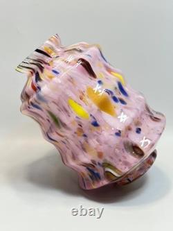 Vintage Italy Murano Art Pink Glass End of the Day Spatter Lamp Shade 11