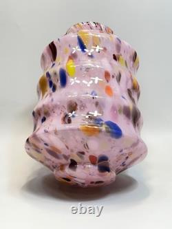 Vintage Italy Murano Art Pink Glass End of the Day Spatter Lamp Shade 11