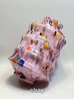 Vintage Italy Murano Art Pink Glass End of the Day Spatter Lamp Shade 11