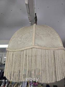 Vintage Ivory Bell Shape Lamp Shade with Fringe 18 X 18 Lined