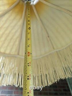 Vintage Ivory Bell-shape Lamp Shade with double Fringe 18 X 18 Lined