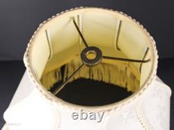 Vintage Ivory Cream Floral Damask Brocade Victorian Bell Panel Fringe Lamp Shade