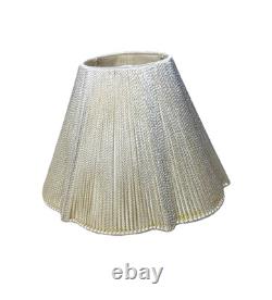 Vintage Ivory Silk String Lamp Shade Off White Cut Corners Scalloped Edges
