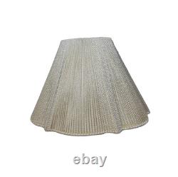 Vintage Ivory Silk String Lamp Shade Off White Cut Corners Scalloped Edges