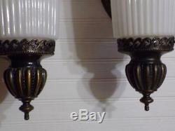 Vintage JOHN C. VIRDEN CO. Wall Sconce Lamps Milk Glass Pendant Shades