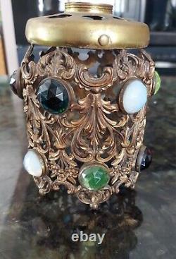 Vintage Jeweled Filigree Metal Lamp Shade