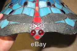 Vintage LEAD GLASS DRAGONFLY TABLE LAMP SHADE TIFFANY STYLE LOOK