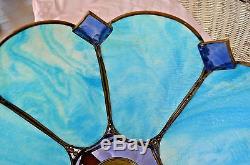 Vintage Lamp Shade Blue Slag Glass Tiffany Style