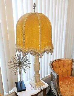 Vintage Lamp Shade Crushed Velvet Mid Century Baroque Art Nouveau Gold Barrel