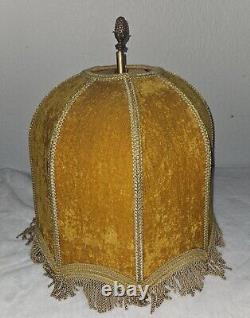 Vintage Lamp Shade Crushed Velvet Mid Century Baroque Art Nouveau Gold Barrel