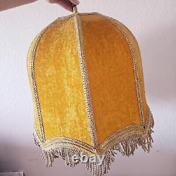 Vintage Lamp Shade Crushed Velvet Mid Century Baroque Art Nouveau Gold Barrel