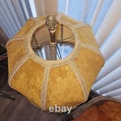 Vintage Lamp Shade Crushed Velvet Mid Century Baroque Art Nouveau Gold Barrel