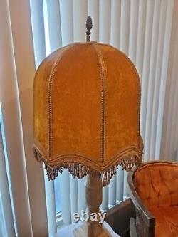 Vintage Lamp Shade Crushed Velvet Mid Century Baroque Art Nouveau Gold Barrel