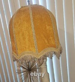 Vintage Lamp Shade Crushed Velvet Mid Century Baroque Art Nouveau Gold Barrel