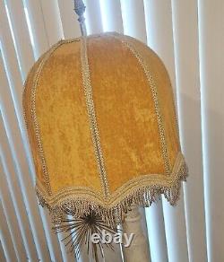 Vintage Lamp Shade Crushed Velvet Mid Century Baroque Art Nouveau Gold Barrel