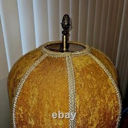 Vintage Lamp Shade Crushed Velvet Mid Century Baroque Art Nouveau Gold Barrel