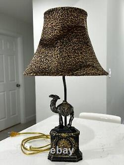 Vintage Lamp Shade Desert Camel Safari Cheetah Print Silver Gold Tone Aluminum