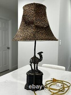 Vintage Lamp Shade Desert Camel Safari Cheetah Print Silver Gold Tone Aluminum