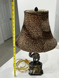 Vintage Lamp Shade Desert Camel Safari Cheetah Print Silver Gold Tone Aluminum