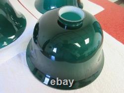 Vintage Lamp Shade Emerald Green Overlay Glass Emeralite Type Vianne France 1970