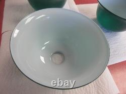 Vintage Lamp Shade Emerald Green Overlay Glass Emeralite Type Vianne France 1970