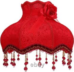 Vintage Lamp Shade, European Style Bell Shape Cloth Bead Lace Lampshade with Tas