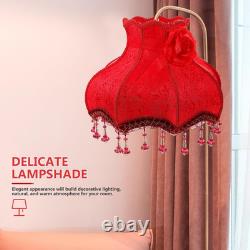 Vintage Lamp Shade, European Style Bell Shape Cloth Bead Lace Lampshade with Tas