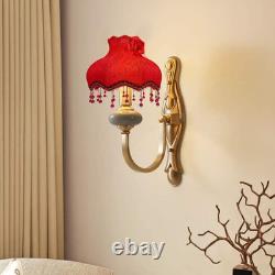 Vintage Lamp Shade, European Style Bell Shape Cloth Bead Lace Lampshade with Tas
