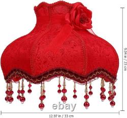 Vintage Lamp Shade, European Style Bell Shape Cloth Bead Lace Lampshade with Tas