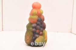 Vintage Lamp Shade Globe Reverse Painted Puffy Satin Glass Fruit Basket 8 tall