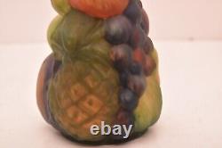 Vintage Lamp Shade Globe Reverse Painted Puffy Satin Glass Fruit Basket 8 tall