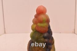 Vintage Lamp Shade Globe Reverse Painted Puffy Satin Glass Fruit Basket 8 tall