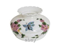 Vintage Lamp Shade Iridescent Butterfly Hurricane White Fits 10 Holder Fitter