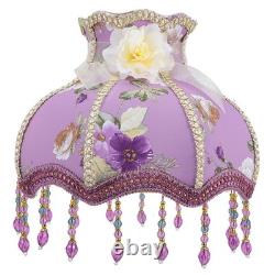 Vintage Lamp Shade, Romantic Purple Lilac Print, Cloth Fabric, Fits E27 Base