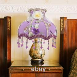 Vintage Lamp Shade, Romantic Purple Lilac Print, Cloth Fabric, Fits E27 Base
