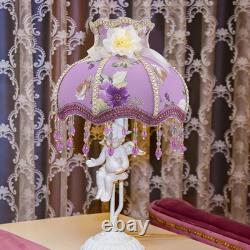 Vintage Lamp Shade, Romantic Purple Lilac Print, Cloth Fabric, Fits E27 Base