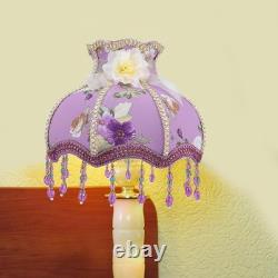 Vintage Lamp Shade, Romantic Purple Lilac Print, Cloth Fabric, Fits E27 Base