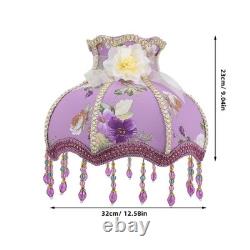 Vintage Lamp Shade, Romantic Purple Lilac Print, Cloth Fabric, Fits E27 Base