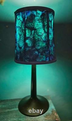 Vintage Lamp Shade TRANSLUCENT Hand Painted Blue and Purple Upcycled