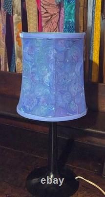 Vintage Lamp Shade TRANSLUCENT Hand Painted Blue and Purple Upcycled