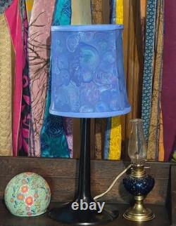 Vintage Lamp Shade TRANSLUCENT Hand Painted Blue and Purple Upcycled