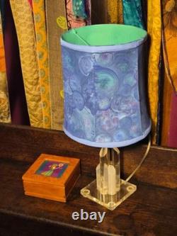 Vintage Lamp Shade TRANSLUCENT Hand Painted Blue and Purple Upcycled