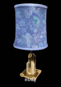 Vintage Lamp Shade TRANSLUCENT Hand Painted Blue and Purple Upcycled