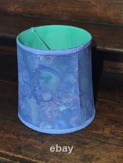 Vintage Lamp Shade TRANSLUCENT Hand Painted Blue and Purple Upcycled
