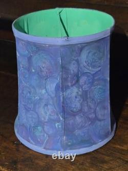 Vintage Lamp Shade TRANSLUCENT Hand Painted Blue and Purple Upcycled