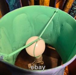 Vintage Lamp Shade TRANSLUCENT Hand Painted Blue and Purple Upcycled