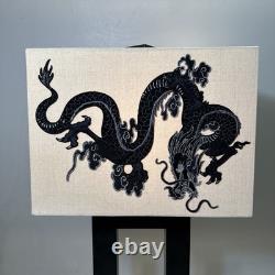 Vintage Lamp Shade With Embroidery Black Dragon